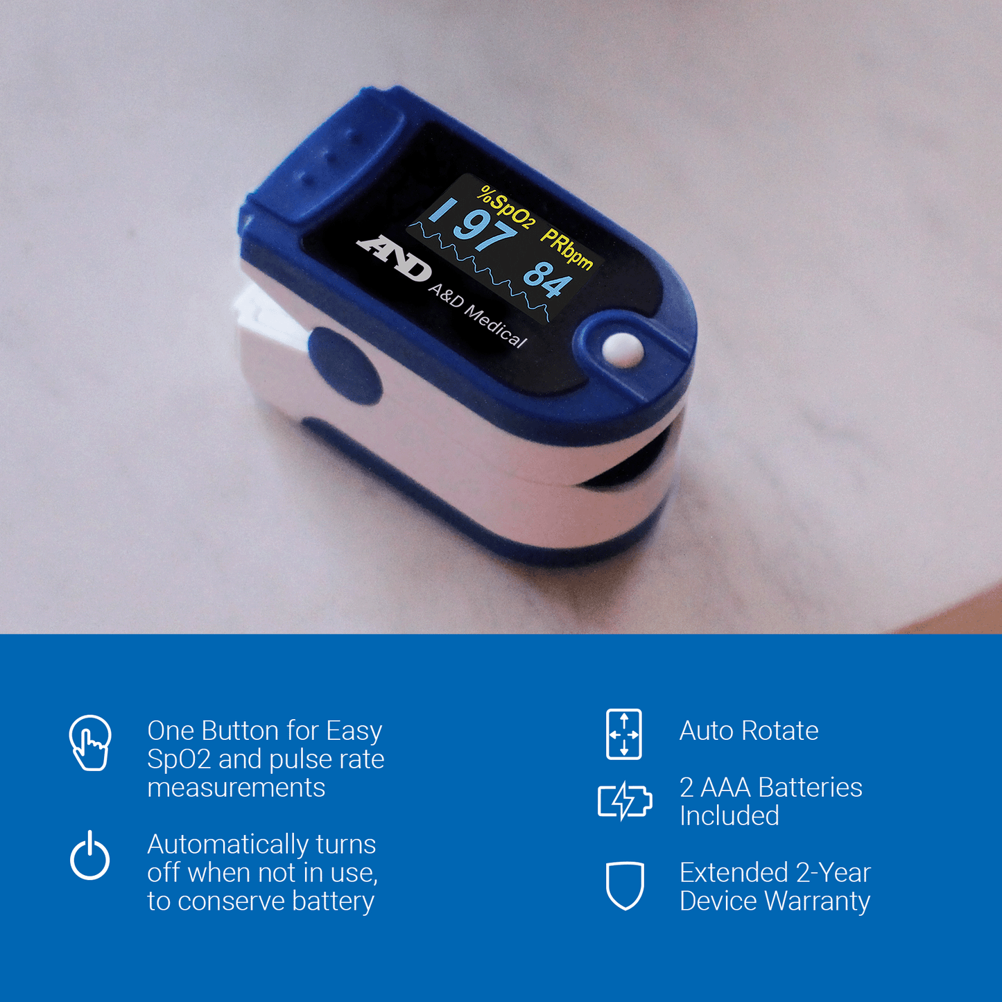A&D Medical UP-200 Pulse Oximeter. Finger Pulse Oximeter
